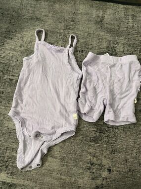 Kids Lavender Ribbed Tank and Shorts Matching Set